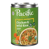 Pacific Foods Organic Chicken and Wild Rice Soup, 16.3 oz Can – 11g Protein Lunch Base for Home Office Focus Days