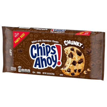 CHIPS AHOY! Chunky Fudgy Cookies Party Size – Camping and Road Trip Snack for Families, 24.75 oz Resealable Pouch