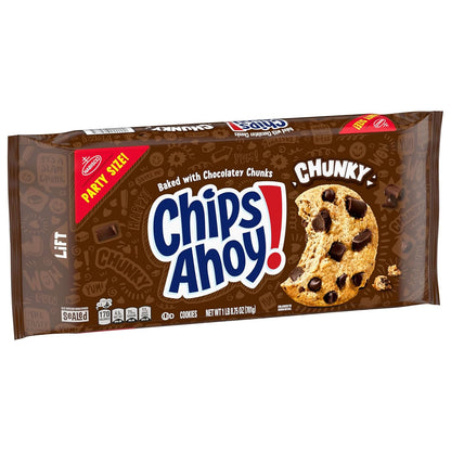 CHIPS AHOY! Chunky Fudgy Cookies Party Size – Camping and Road Trip Snack for Families, 24.75 oz Resealable Pouch