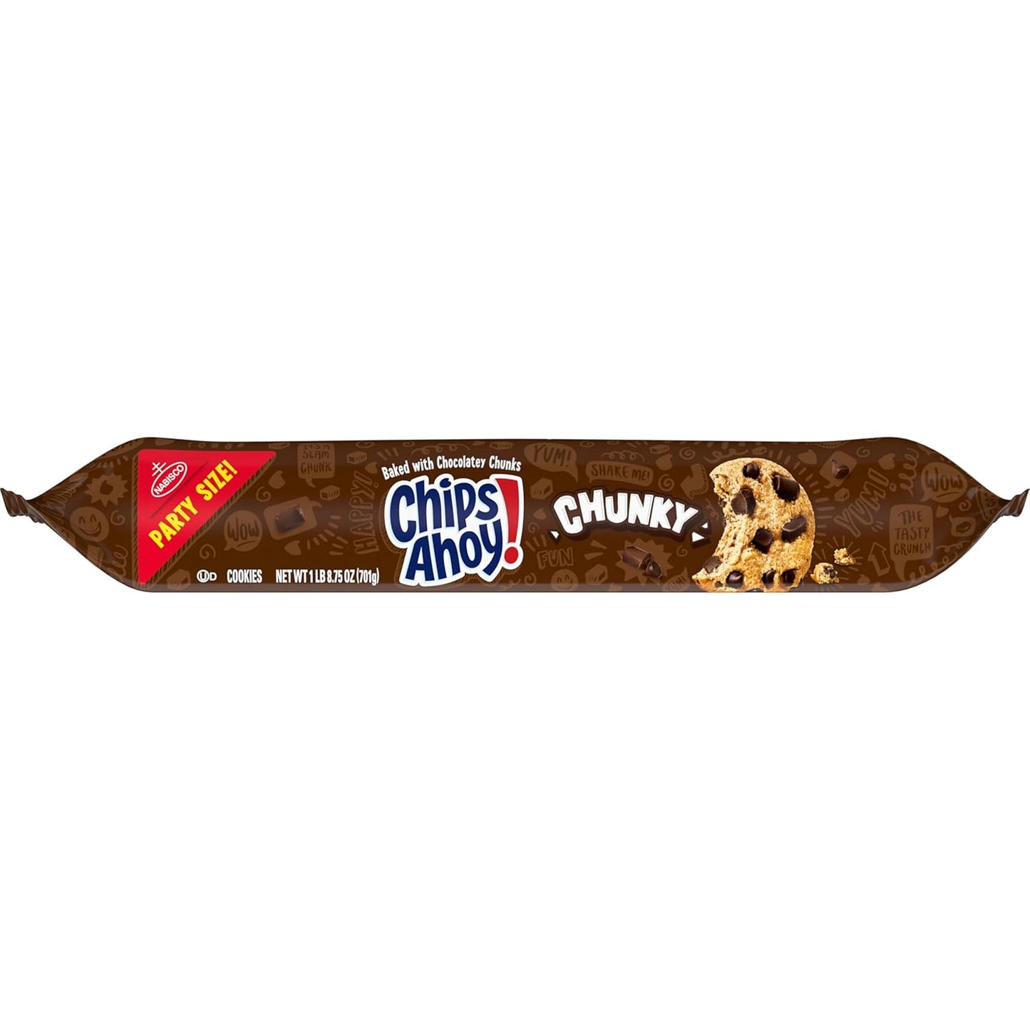 CHIPS AHOY! Chunky Fudgy Cookies Party Size – Camping and Road Trip Snack for Families, 24.75 oz Resealable Pouch