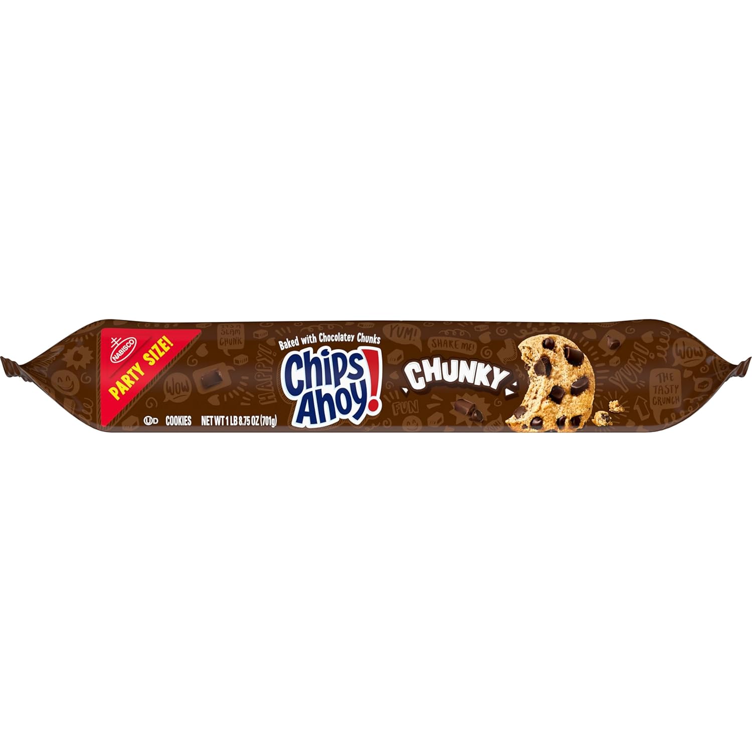 CHIPS AHOY! Chunky Fudgy Cookies Party Size – Camping and Road Trip Snack for Families, 24.75 oz Resealable Pouch