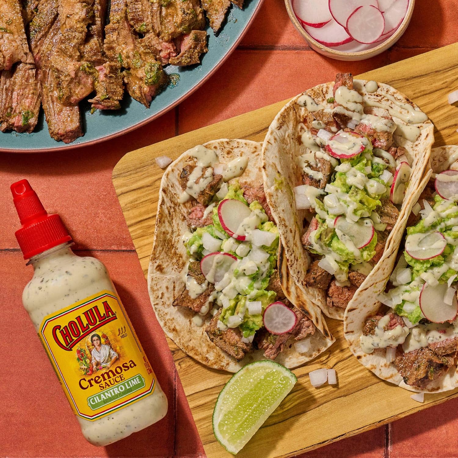 Cholula Cilantro Lime Creamy Sauce – Gentle Mild Drizzle for Family Dinners, Tostadas & Egg Dishes, Squeezable 8 fl oz