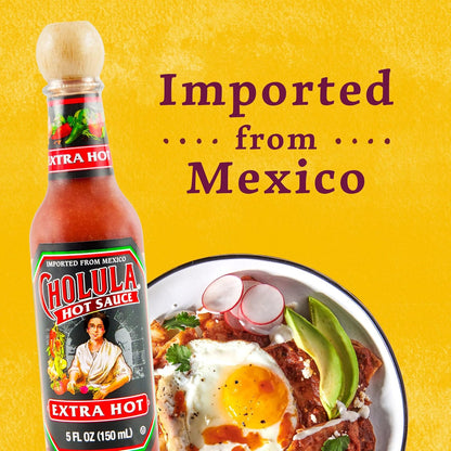 Cholula Extra Hot Mexican Hot Sauce – Understated Flavor Upgrade for Intentional Home Cooks, 5 fl oz