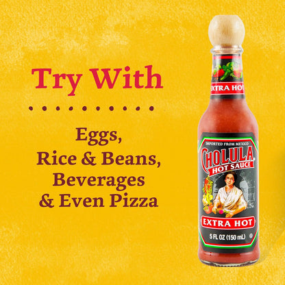 Cholula Extra Hot Mexican Hot Sauce – Understated Flavor Upgrade for Intentional Home Cooks, 5 fl oz