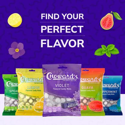Choward's Violet Mints Candy Bag – Thoughtful Housewarming Gift, 3 Pack of 49 Individually Wrapped Vintage Mints