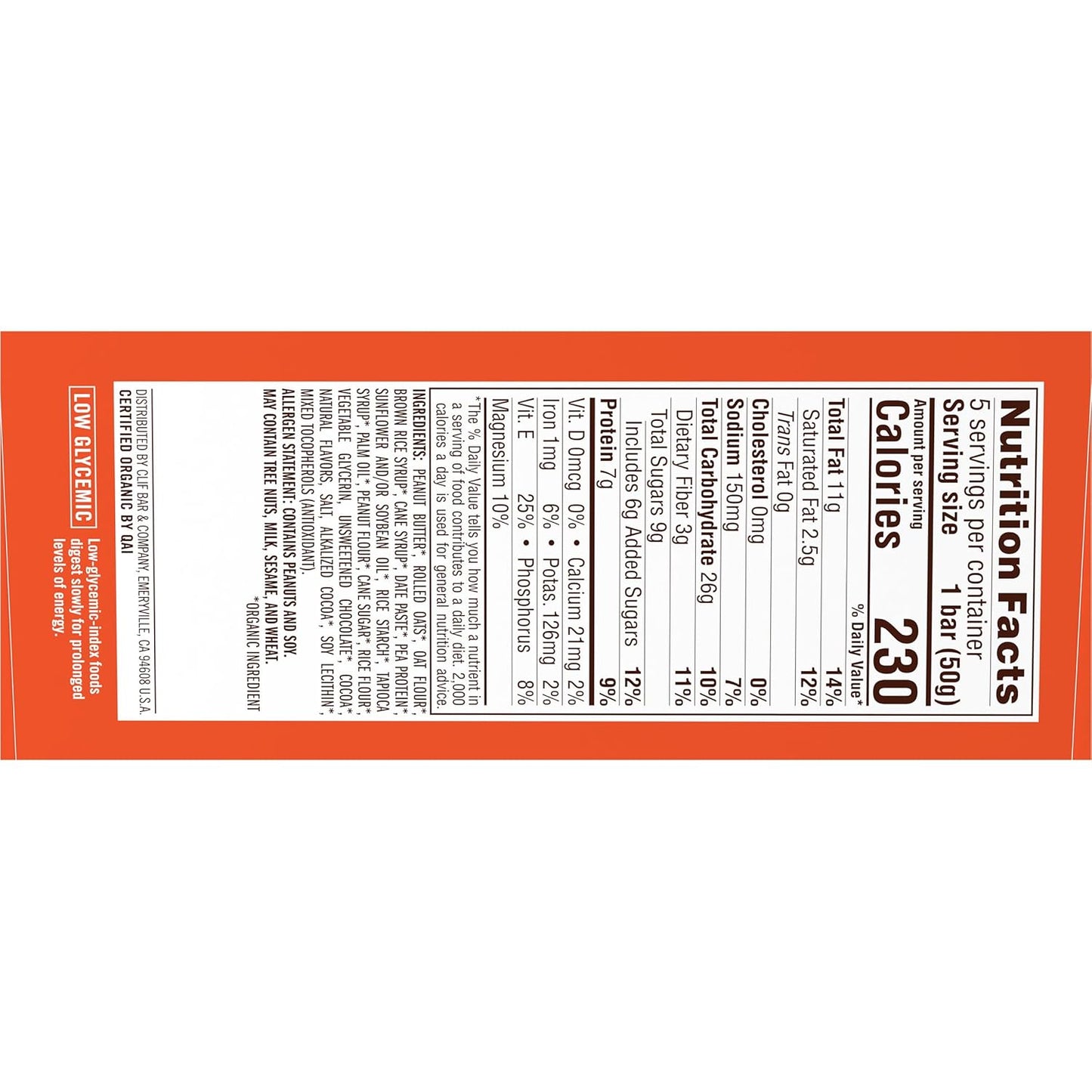 CLIF Nut Butter Bar – Low Glycemic Chocolate Peanut Butter Bar for Health-Conscious Adult Snacking