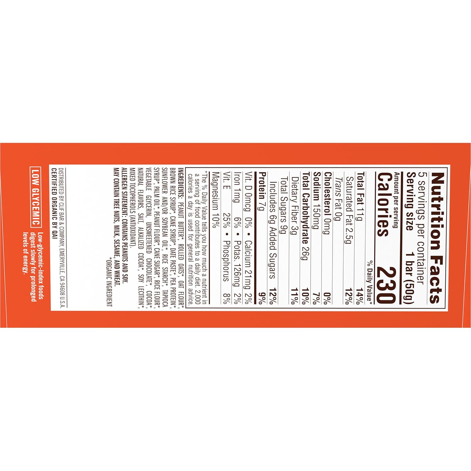 CLIF Nut Butter Bar – Low Glycemic Chocolate Peanut Butter Bar for Health-Conscious Adult Snacking