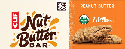 CLIF Nut Butter Bar Peanut Butter – Organic Non-GMO Snack for Low-Sugar Diets, 5-Pack