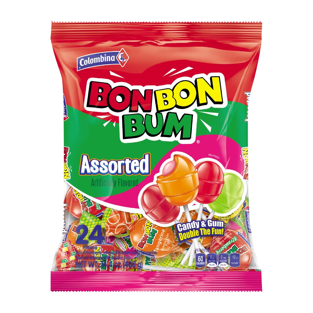 Colombina Bon Bon Bum Hard Candy – Nostalgic Tropical Lollipop Ritual for Comfort Snacking During Wellness Journaling or Yoga Cool-Down
