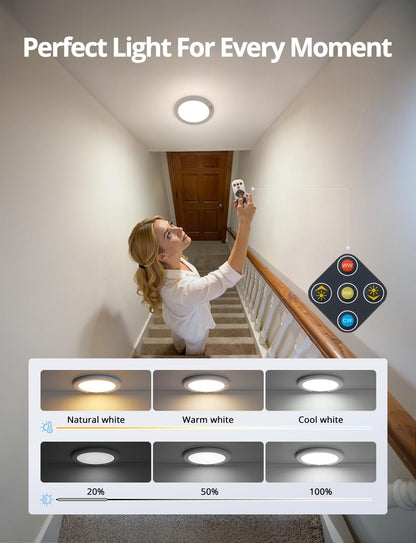 Combuh Battery Powered Overhead Light – Living Room Aesthetic Upgrade with Warm to Cool Color Tuning and Dimming Remote