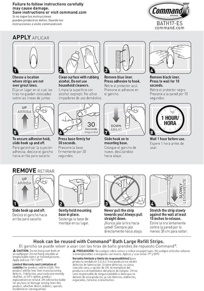 Command Bath Large Towel Hook Value Pack – Elegant Bathroom Wall Hooks for Coordinated Family Bathroom Styling