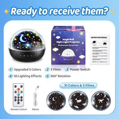 COOLNIGHT Star Projector Lamp – Cool-to-Touch Child-Safe Night Light with Auto-Off Timer