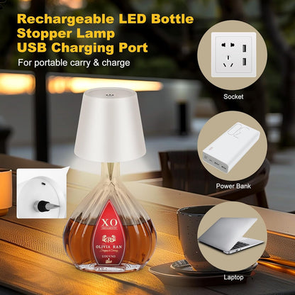 cordless metal housing designed to fit standard wine and beer bottle necks