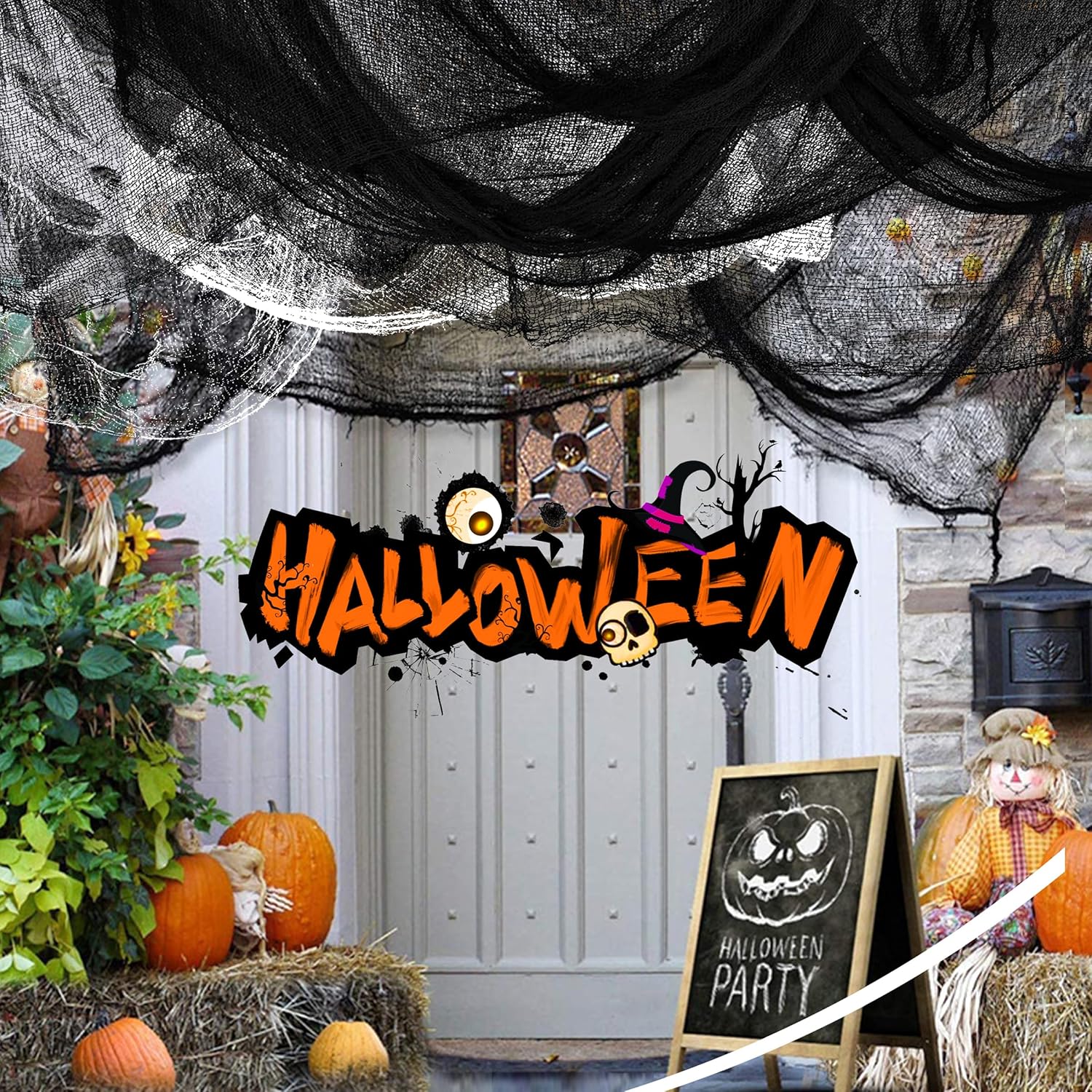 Creepy Cloth Soft Fabric Gauze Set – No Flame No Smoke Halloween Drapes for Sleep-Friendly Bedrooms
