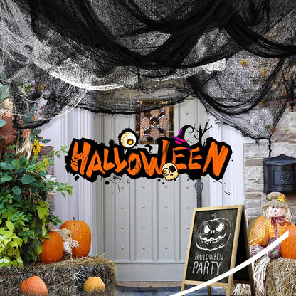 Creepy Cloth Soft Fabric Gauze Set – No Flame No Smoke Halloween Drapes for Sleep-Friendly Bedrooms