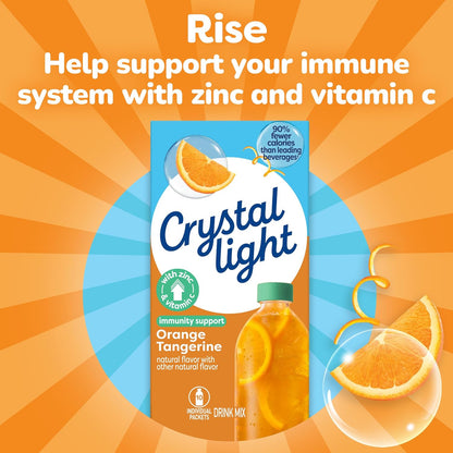 Crystal Light Immunity Support Single-Serve Packets – Road Trip Hydration for Car Cup Holders, Immune-Boosting Drink Mix for Hotel Stays