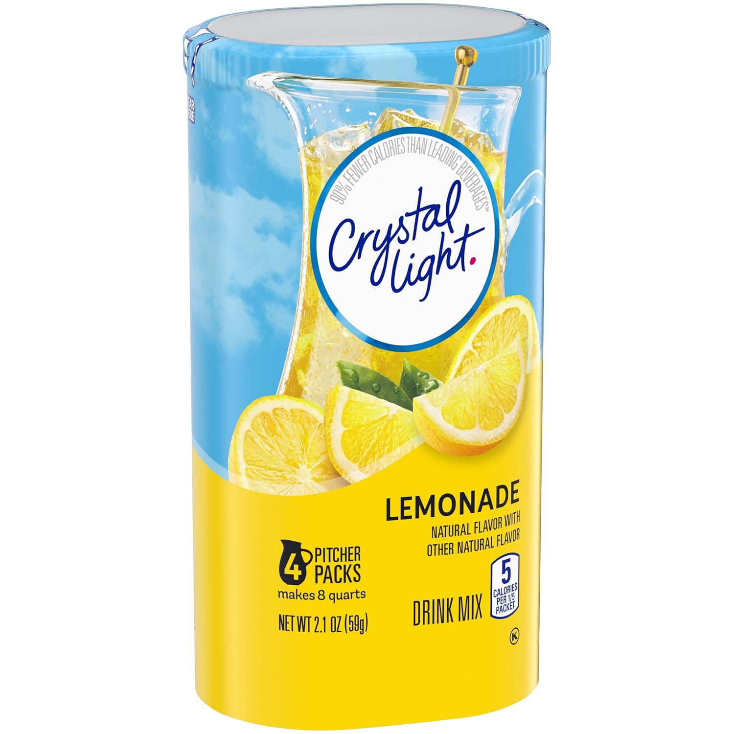Crystal Light Sugar-Free Lemonade Drink Mix – Just-Add-Water Lemonade for Shared Office Kitchens and Study Sessions