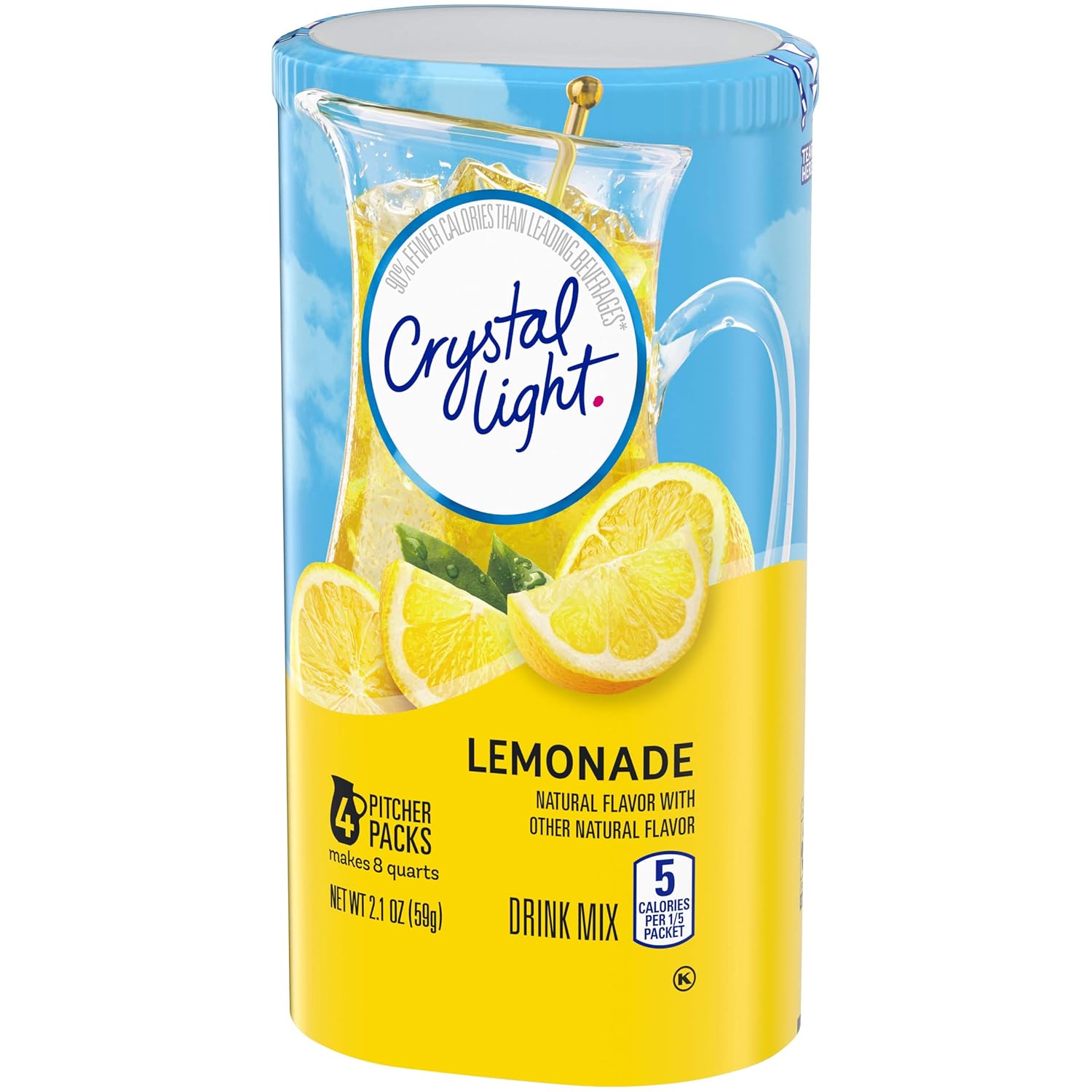 Crystal Light Sugar-Free Lemonade Drink Mix – Just-Add-Water Lemonade for Shared Office Kitchens and Study Sessions
