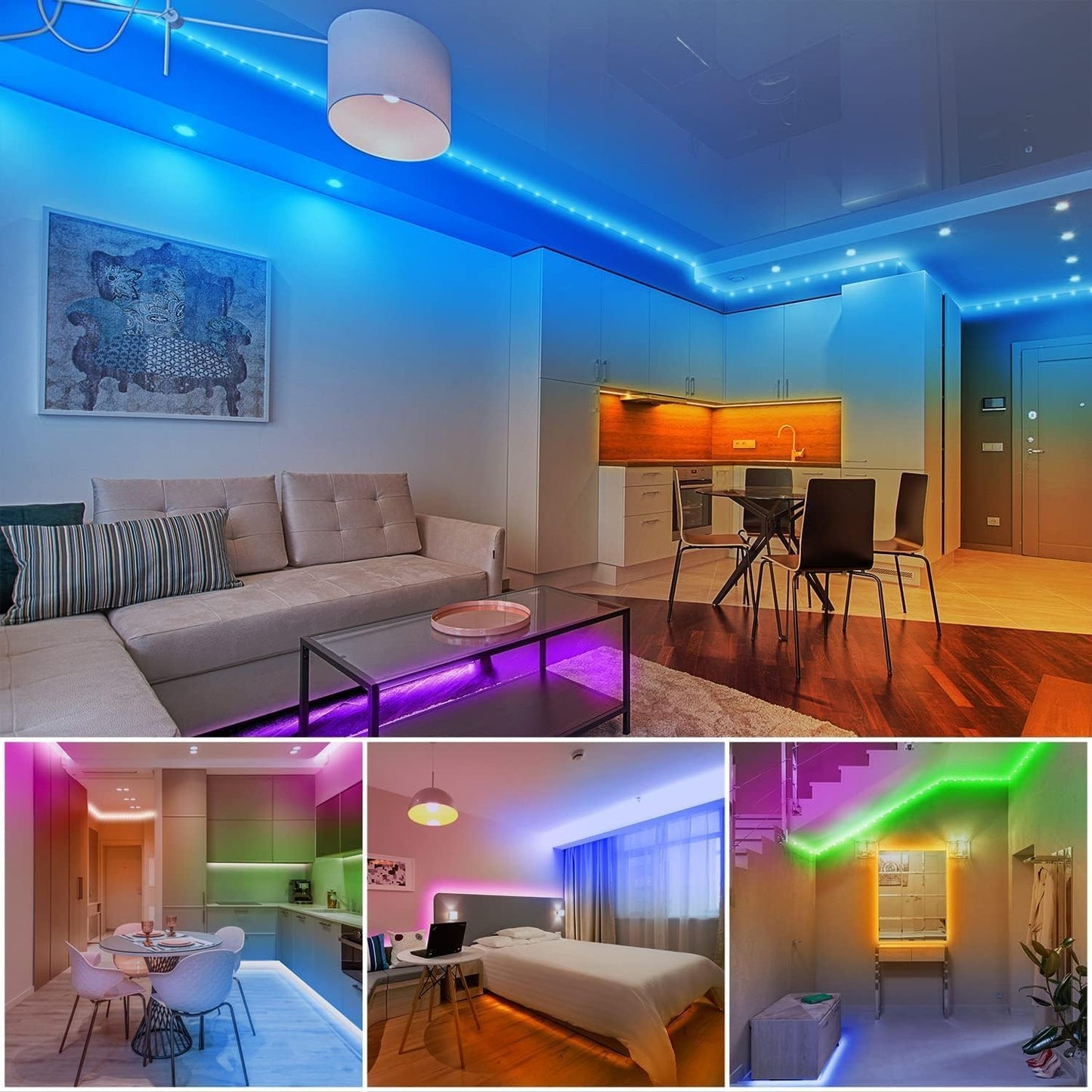 dalattin Smart LED Strip Lights for Home Decor, Cuttable RGB Light Strip 32.8FT to 200FT with Adhesive Backing, Dimmable Mood Lighting for Bedroom and Dorm