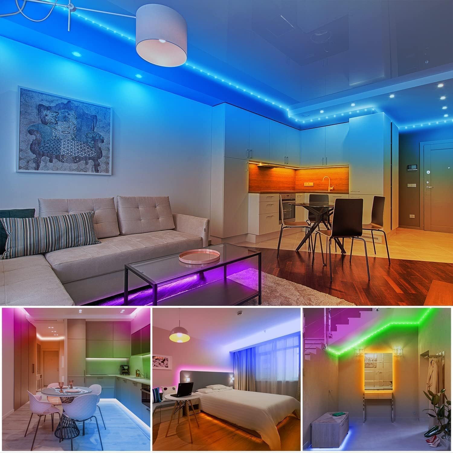 dalattin Smart LED Strip Lights for Home Decor, Cuttable RGB Light Strip 32.8FT to 200FT with Adhesive Backing, Dimmable Mood Lighting for Bedroom and Dorm
