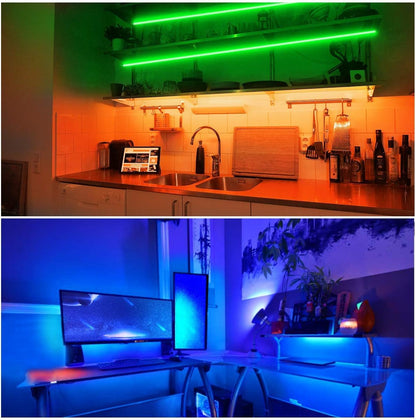 DAYBETTER 16.4ft RGB LED Strip – Simple Single-Color Mood Light for Uncluttered Living Room Aesthetic