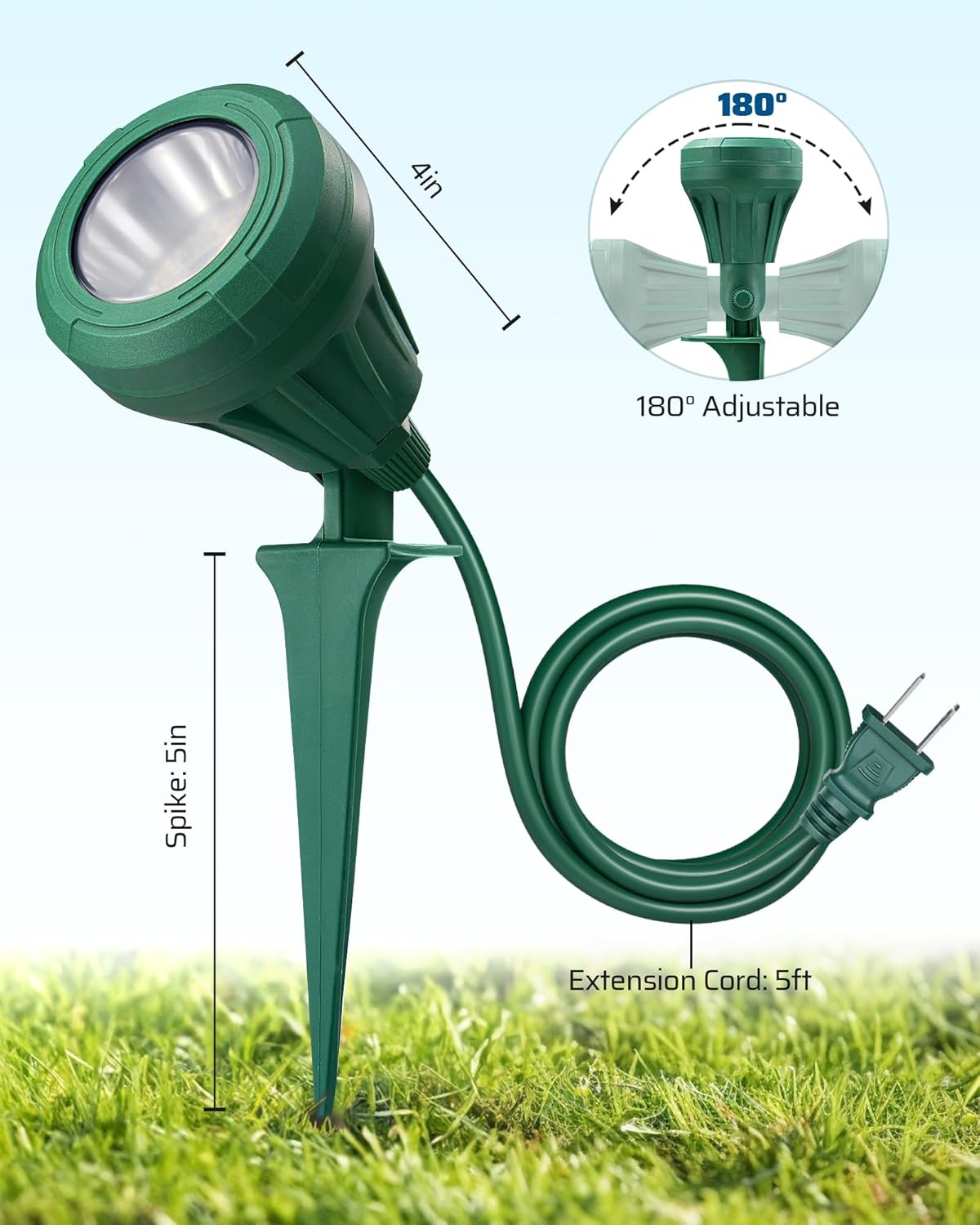 DEWENWILS Outdoor Landscape Spotlight with 5FT Extension Cord – Weatherproof LED for Picnics, Patios, and Yard Parties