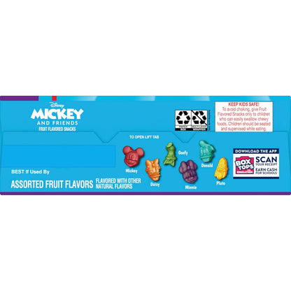 Disney Mickey and Friends Shaped Fruit Snacks, 22 Individually Wrapped Pouches for Kids Lunchboxes and After School, No Artificial Dyes