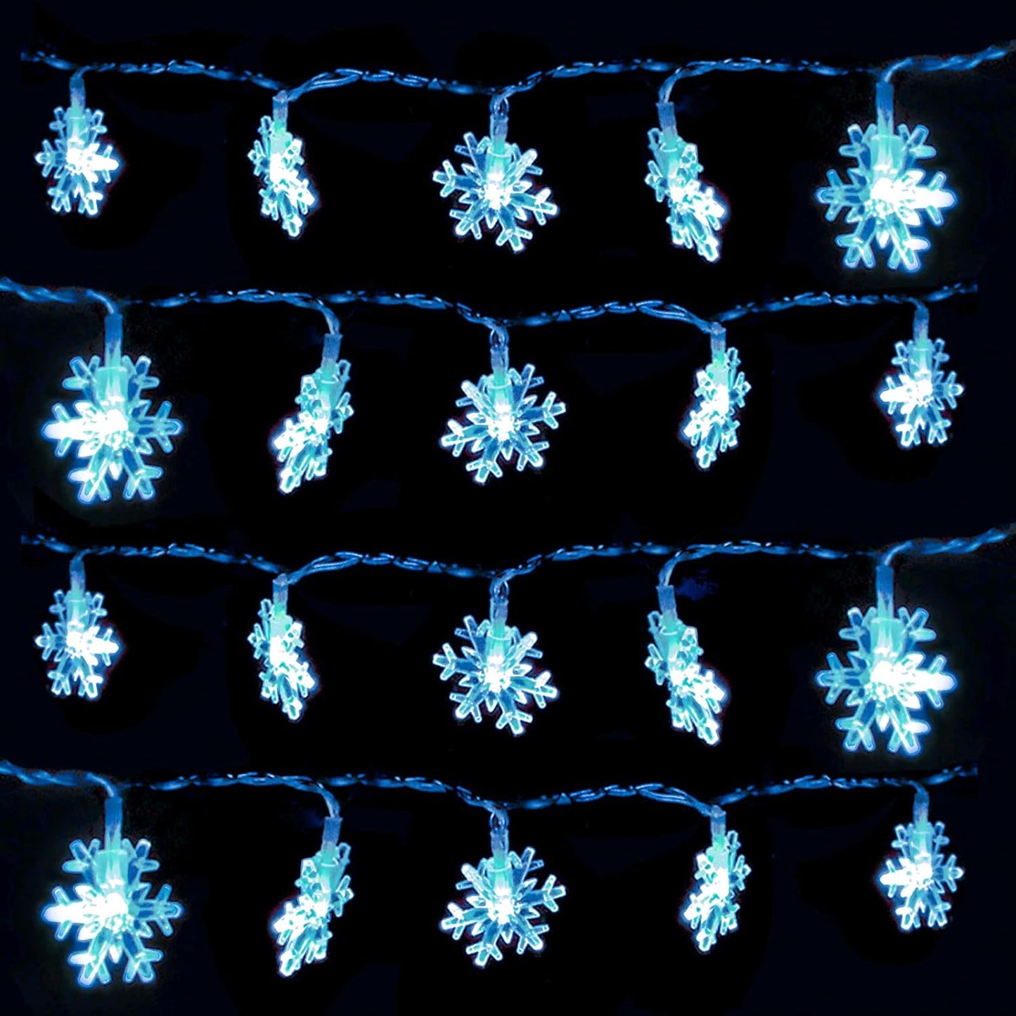 DomeStar Blue Snowflake Fairy Lights – Garden Party and Backyard String Lighting, Weatherproof LED Without Outlet Needed