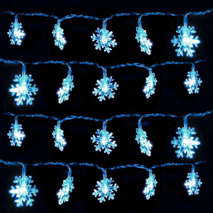 DomeStar Blue Snowflake Fairy Lights – Garden Party and Backyard String Lighting, Weatherproof LED Without Outlet Needed