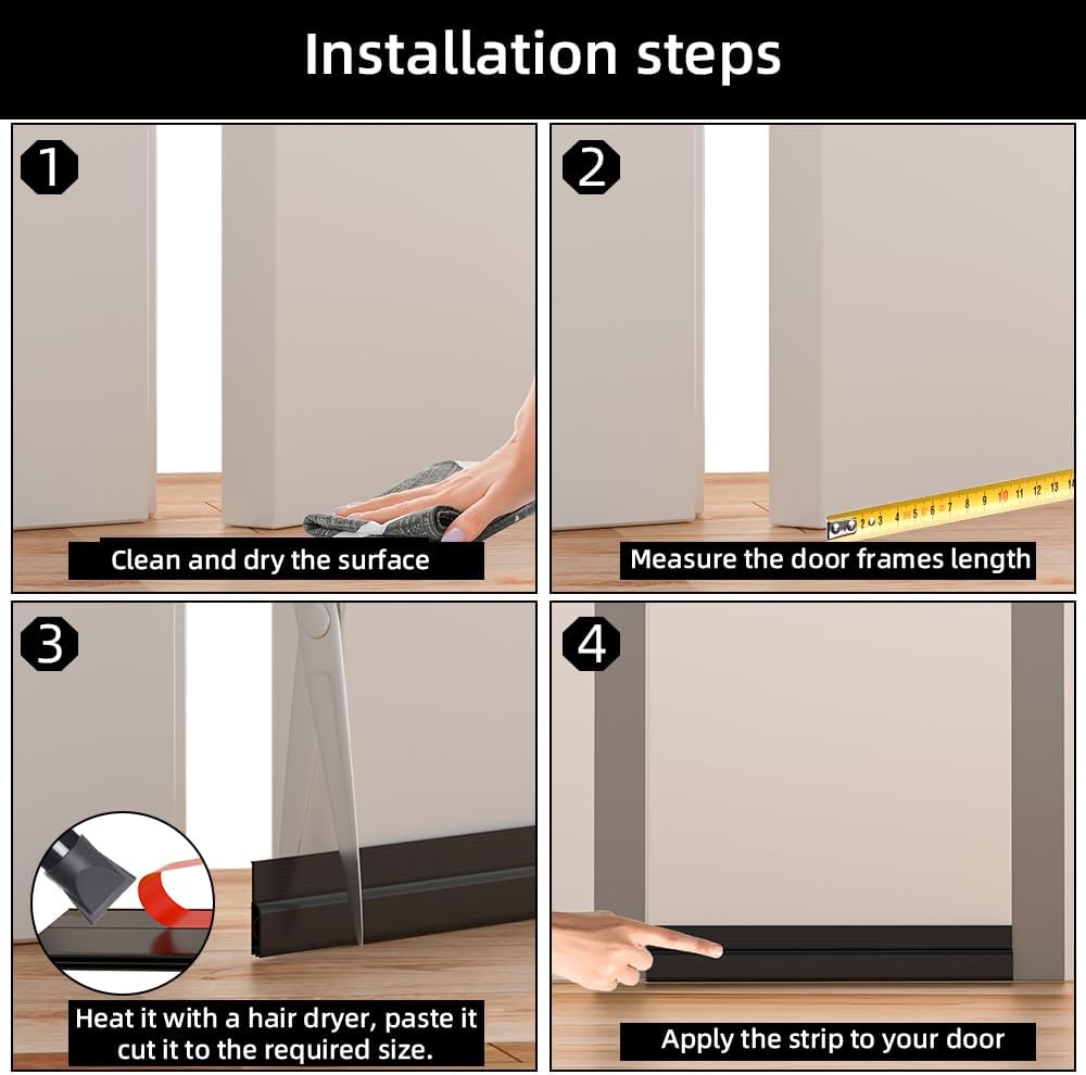 Door Draft Stopper – Cut-to-Fit Weather Stripping in Neutral White for a Less-Is-More Home