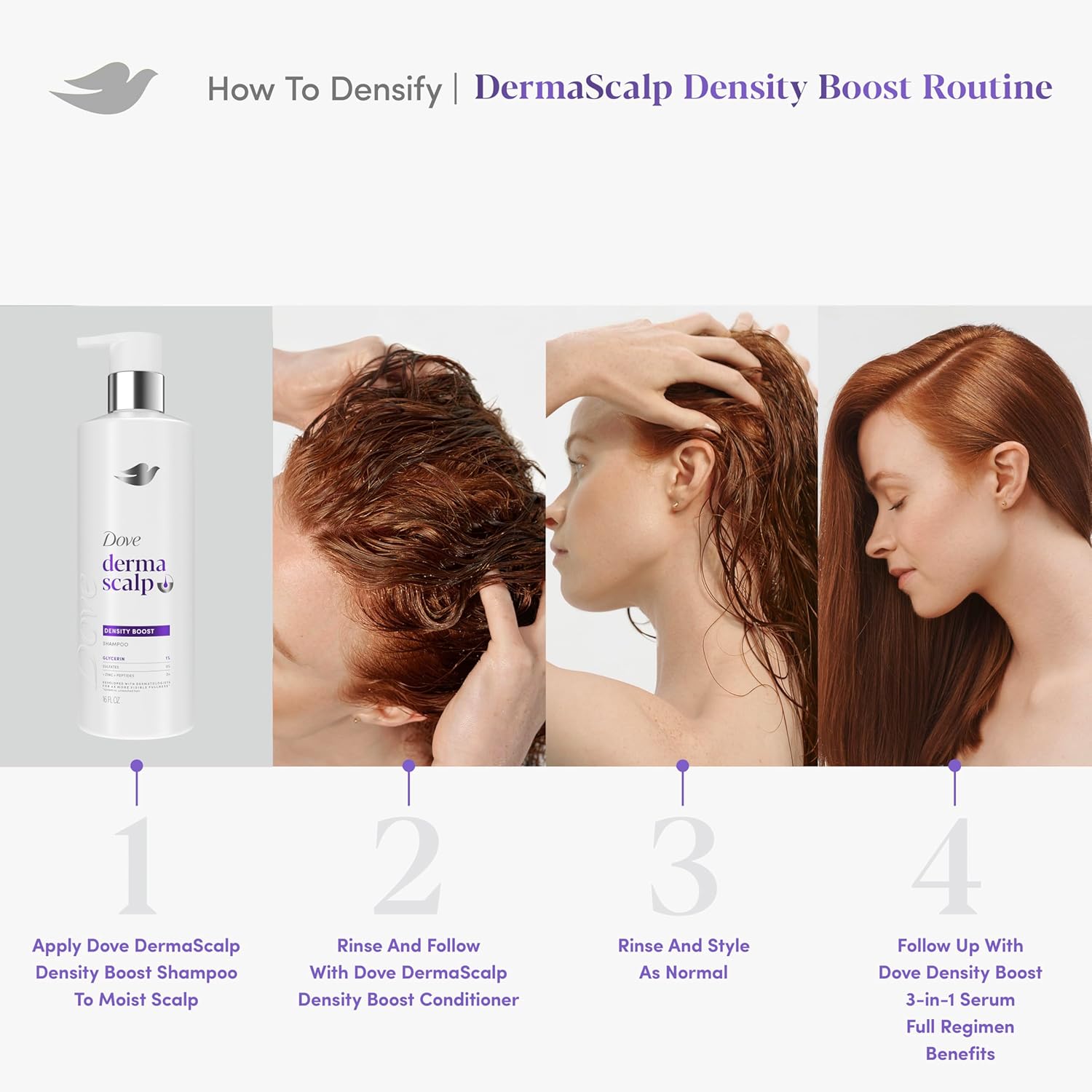 Dove Derma Scalp Density Boost Shampoo – High-End Scalp Density System, Volumizing Daily Treatment