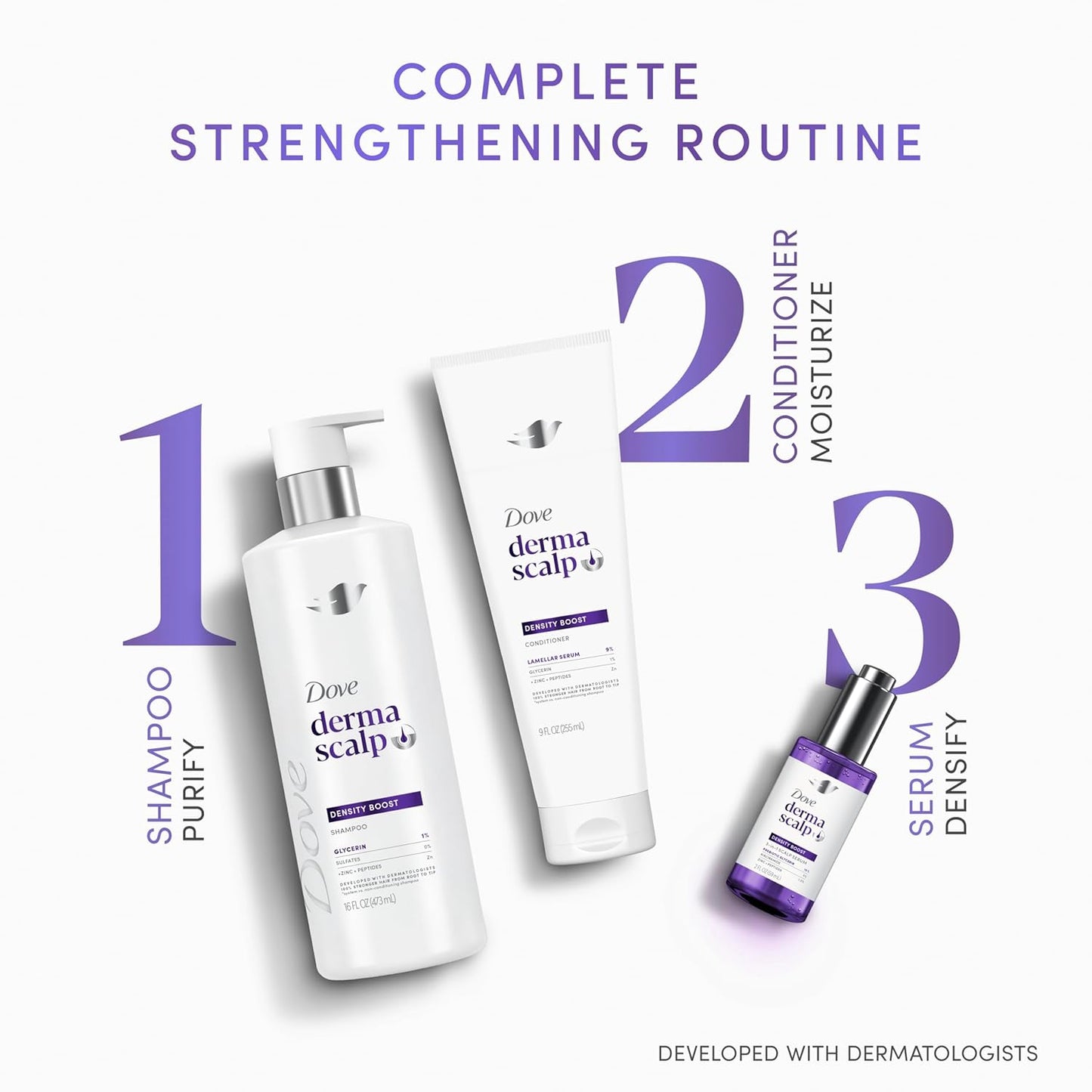 Dove Derma Scalp Density Boost Shampoo – High-End Scalp Density System, Volumizing Daily Treatment