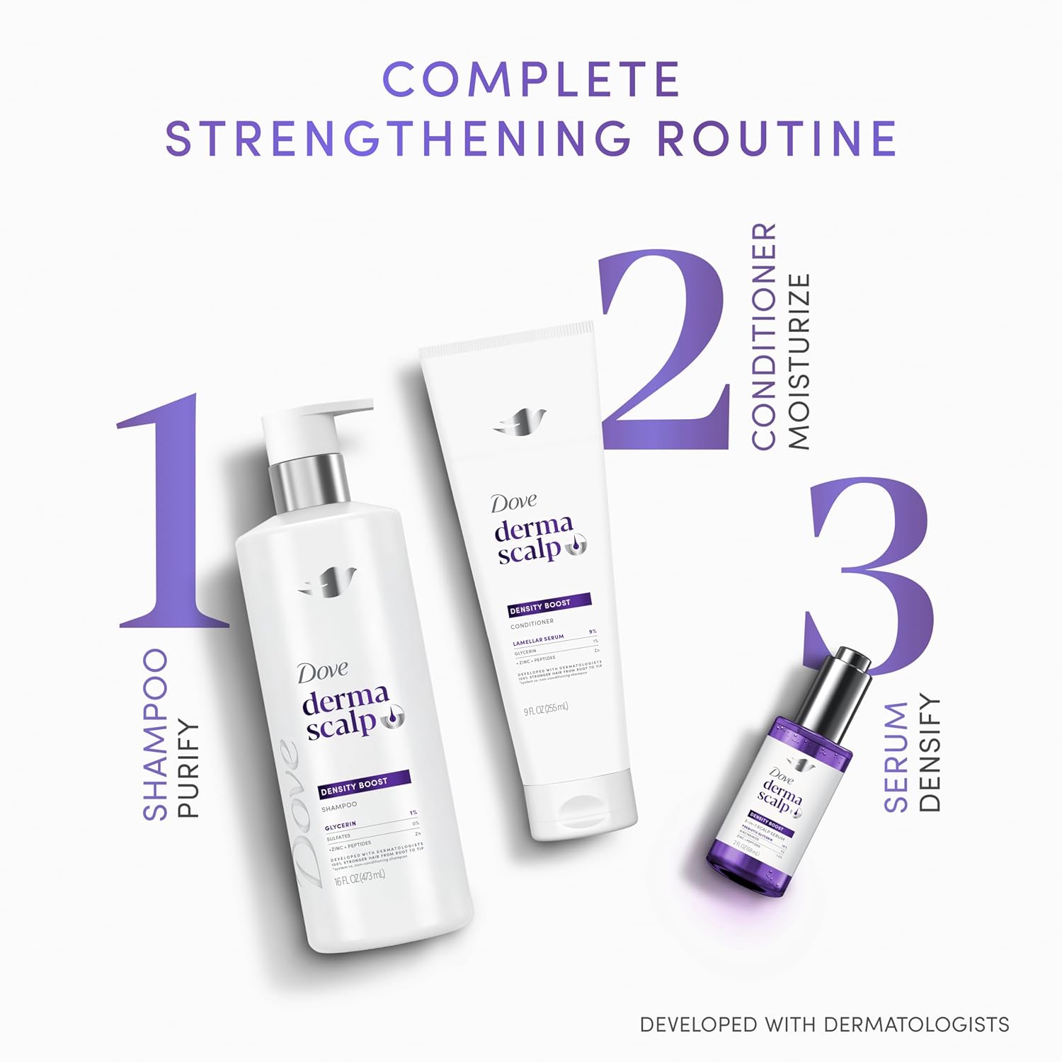 Dove Derma Scalp Density Boost Shampoo – High-End Scalp Density System, Volumizing Daily Treatment