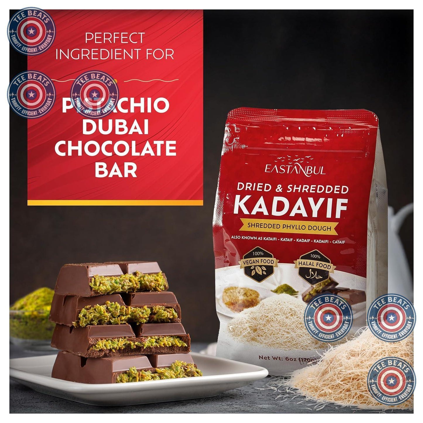 Eastanbul Chopped Kataifi Dough – Unique Birthday Gift for Her Who Loves Viral Desserts, Ready-to-Use Knafeh & Dubai Pistachio Chocolate Ingredient