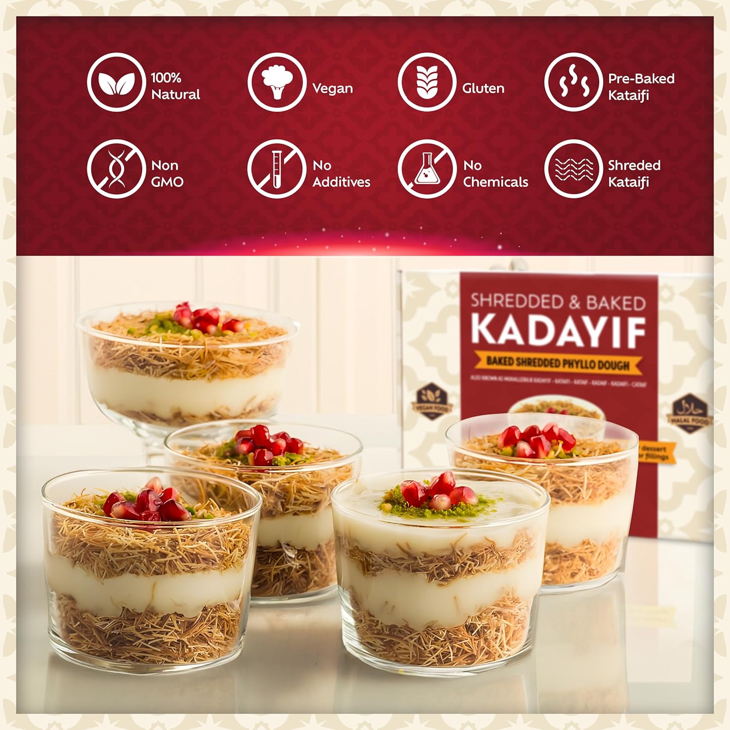 Eastanbul Hand-Prepared Kadayif Shreds – Sophisticated Topping for High-End Pistachio Desserts and Plated Creations