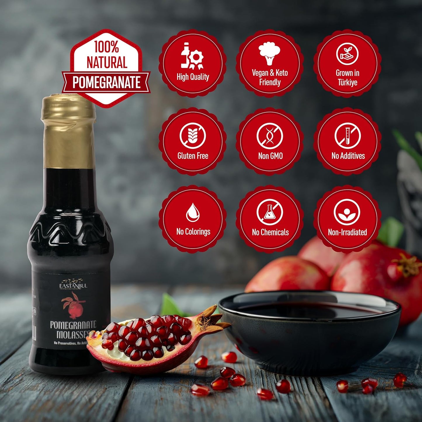 Eastanbul Pomegranate Molasses – Guilt-Free Sweet-Tangy Drizzle for Health-Conscious Grain Bowls and Dinners