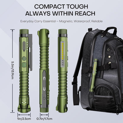 EDC Flashlight Rechargeable – USB-C Pocket Flashlight for Power Outages and Home Emergency Kits