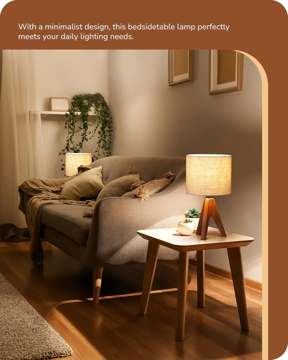 EDISHINE Stable Wooden Tripod Lamp – Tip-Over Resistant Reading Lamp for Children and Cats