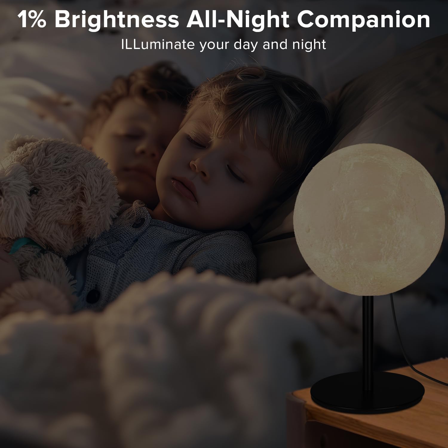 Ehobroc Moon Lamp – Bedroom Night Light for Children Afraid of the Dark, Soft Warm Glow