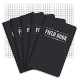 Elan Publishing Company Field Notebook – Clean-Design Pocket Memo Pad for Quiet Focus, 3.5x5.5 Inch Black Notebook, Pack of 5