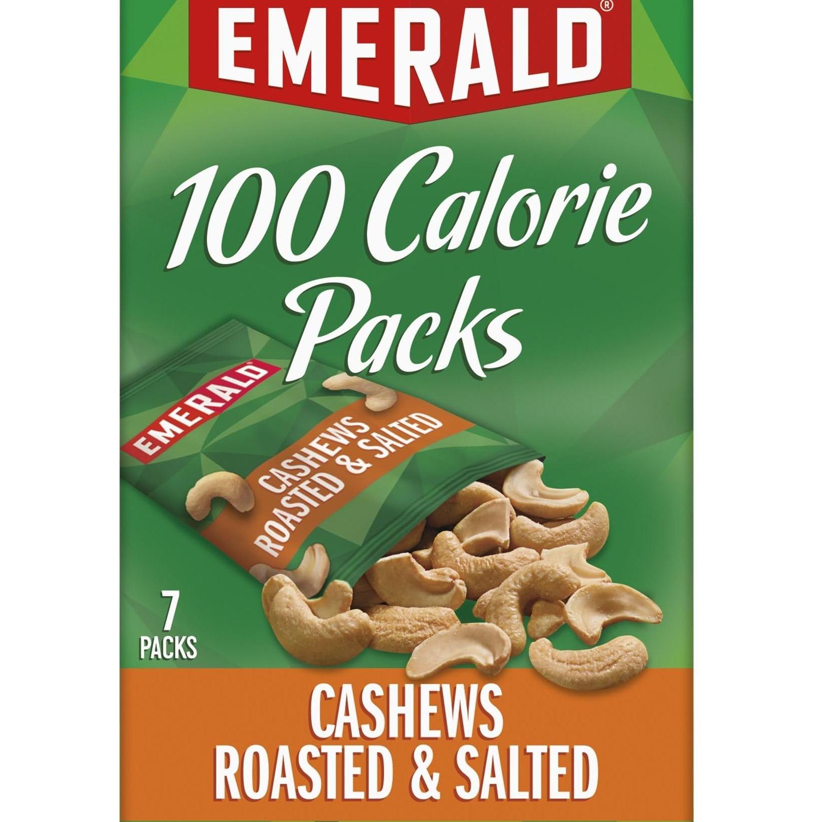 Emerald Nuts Roasted and Salted Cashews 7ct – Non-GMO Gluten-Free Plant Protein Snack for Daily Mindfulness and Portion Control