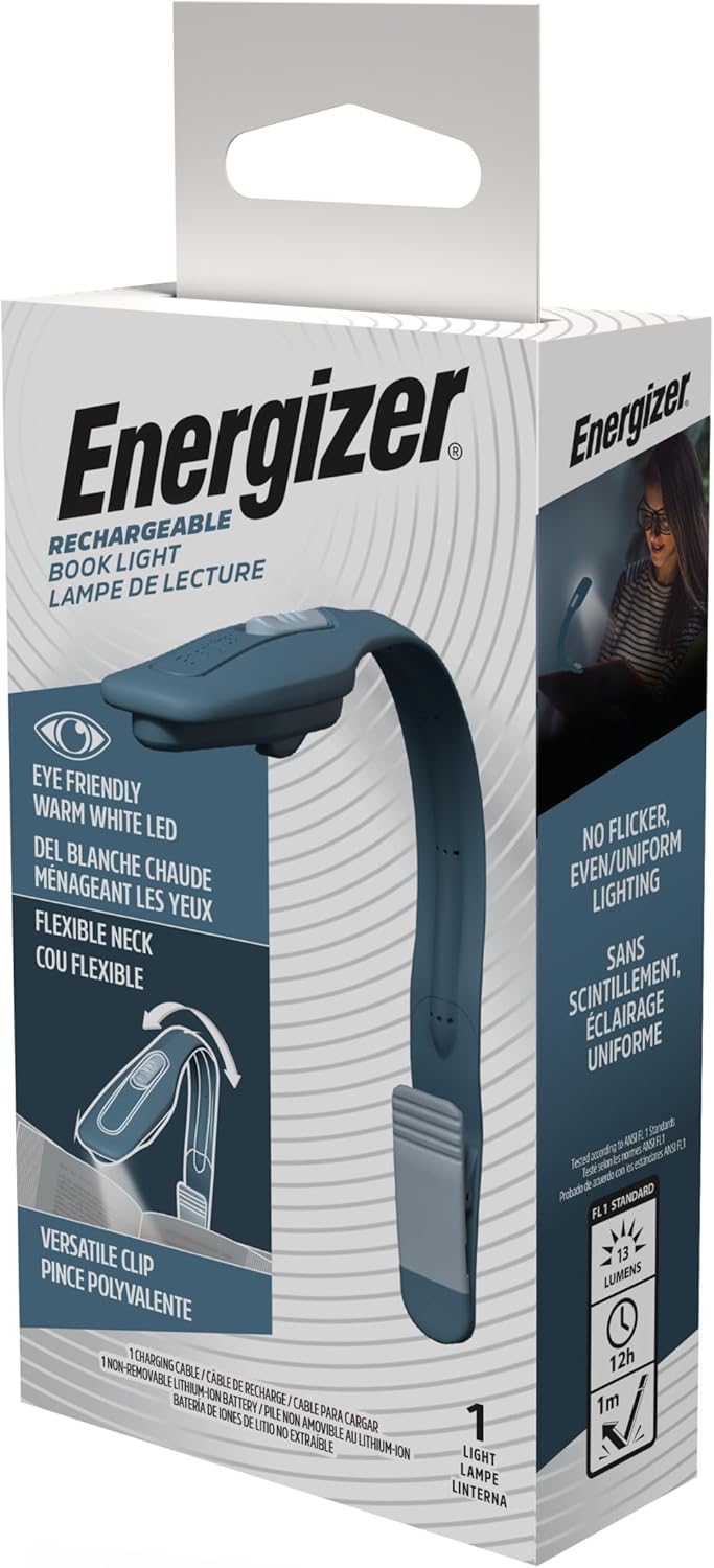 Energizer Flex-R Rechargeable Book Light – Road Trip Essential for RVs and Hotel Stays, Compact Travel Lamp
