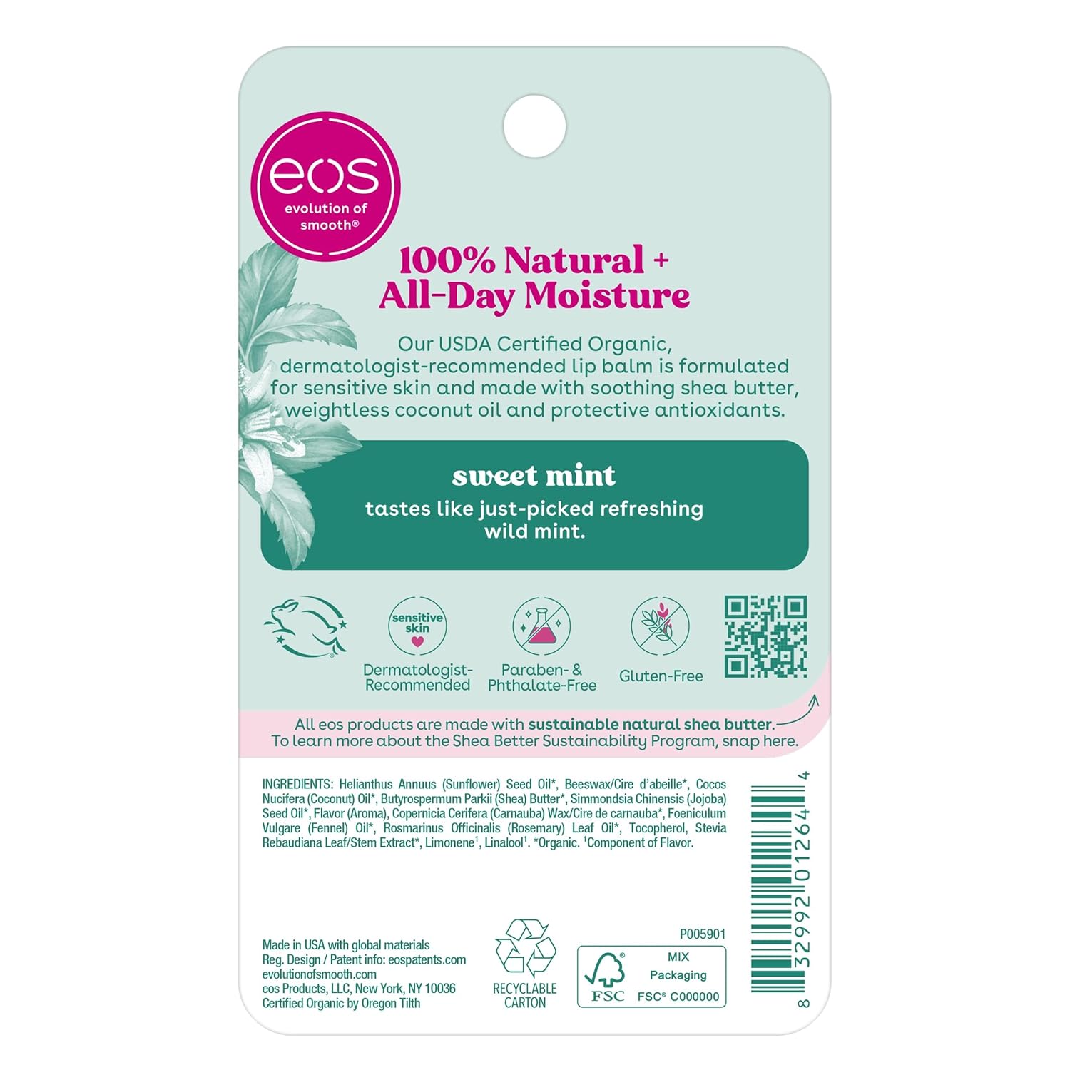 eos Natural Organic Lip Balm Sticks Variety Pack - Valentine's Day & Housewarming Gift for Her, Dermatologist-Recommended