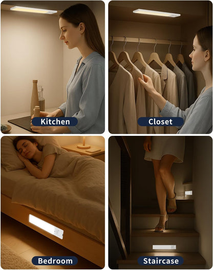 FBY Closet Light, Thoughtful Birthday Gift for Mom and Her Kitchen Upgrade, 3-Pack Rechargeable LED with Warm Glow