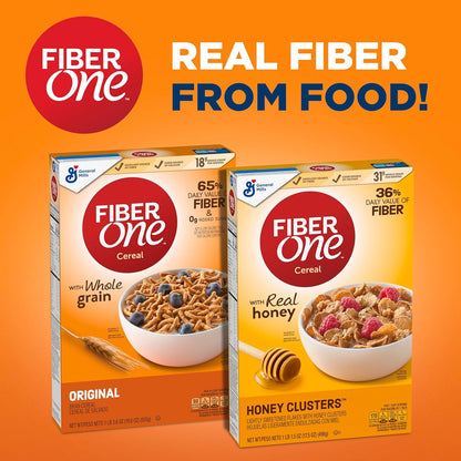 Fiber One Honey Clusters Cereal – Fiber-Rich Pantry Essential, Gentle Daily Support for Digestive Regularity
