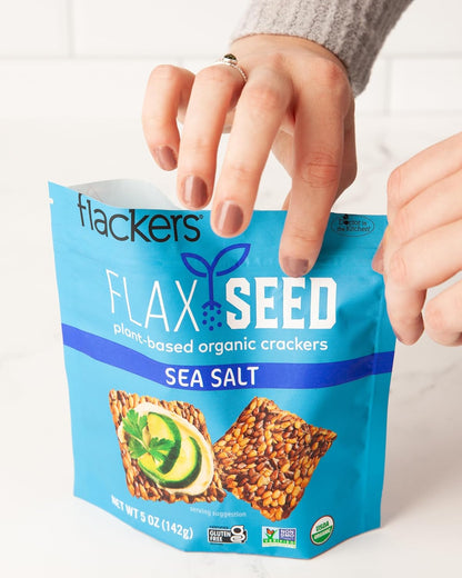 Flackers Organic Rosemary Flaxseed Crackers – Nut-Free Crunch for Daycare and After-School Snacks