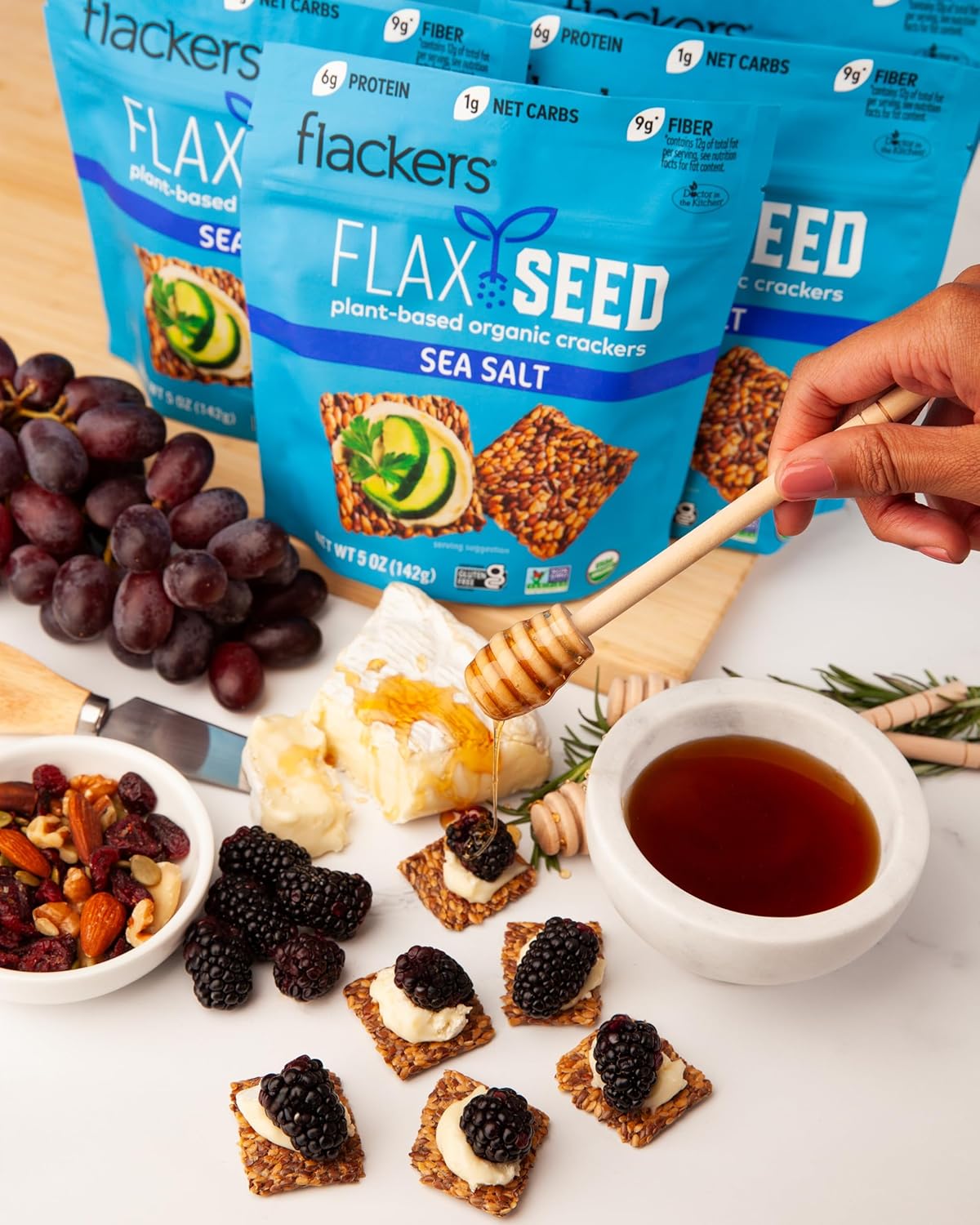 Flackers Organic Rosemary Flaxseed Crackers – Nut-Free Crunch for Daycare and After-School Snacks