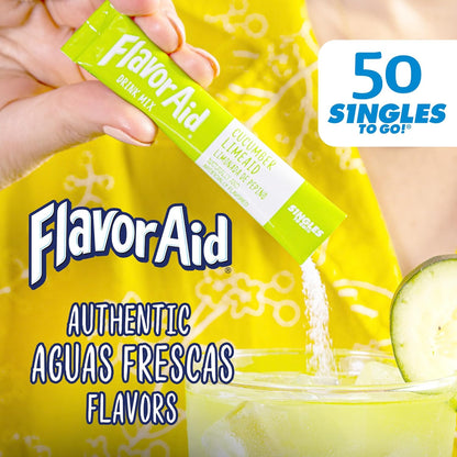 Flavor Aid Aguas Frescas Singles To Go – Road Trip Hydration Mix for Hotel Rooms and Rest Stops, 50 Single-Serve Packets