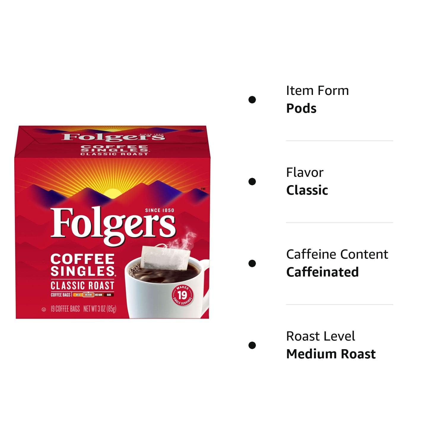 Folgers Coffee Singles – Compact 19-Count Box That Replaces Bulky Coffee Makers in Small Spaces
