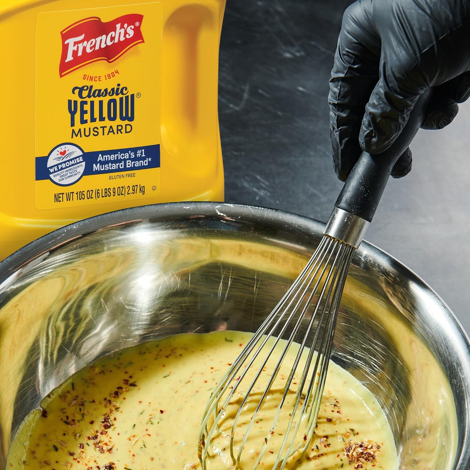 French's Classic Yellow Mustard, 105 oz – Commercial Kitchen Mustard for Streamlining Sandwich, Dressing, and Marinade Prep